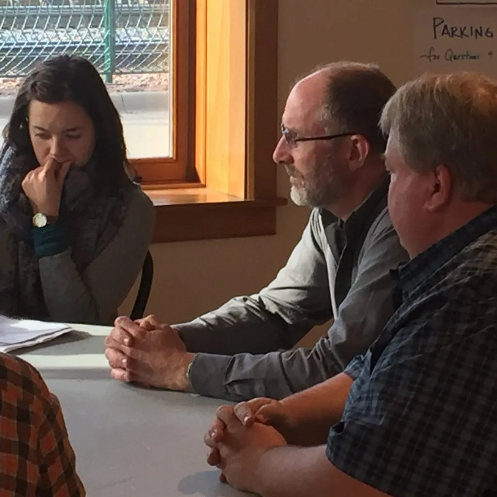 Stevens Point, Wisc. (ctr) brainstorms with Jeff Pape