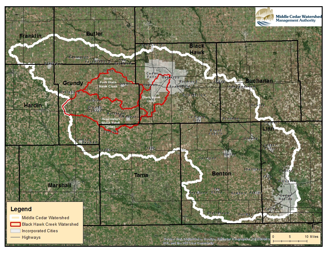 The Black Hawk Creek Watershed map