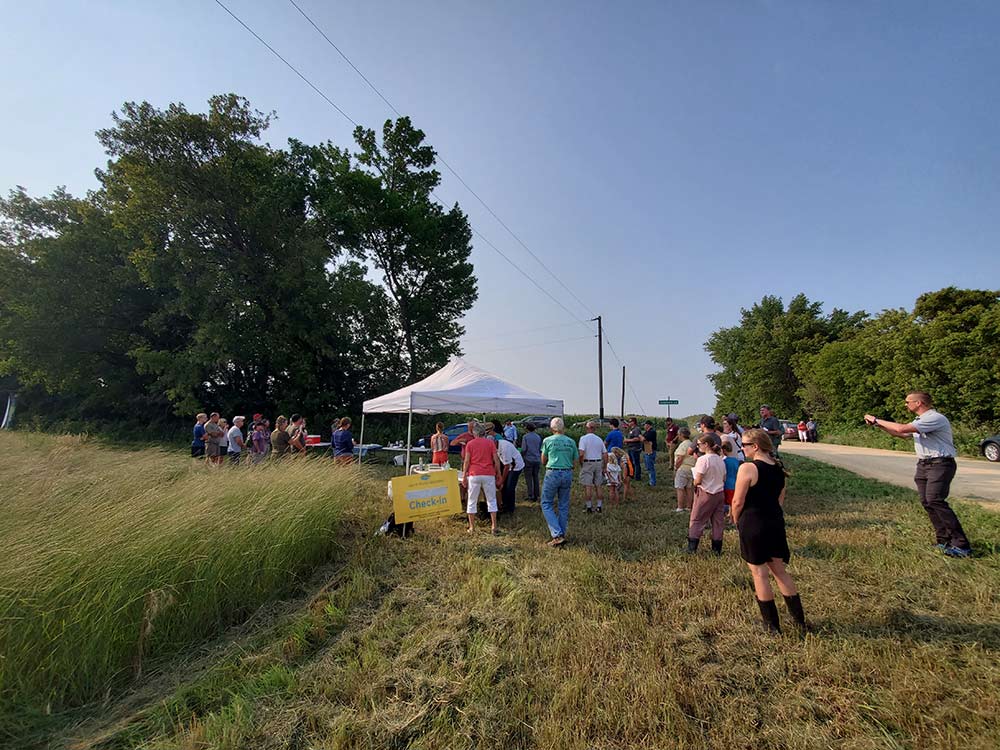 Urban and rural neighbors in Nicollet County gather to see the new perennial wheat crop, Kernza. Watershed map