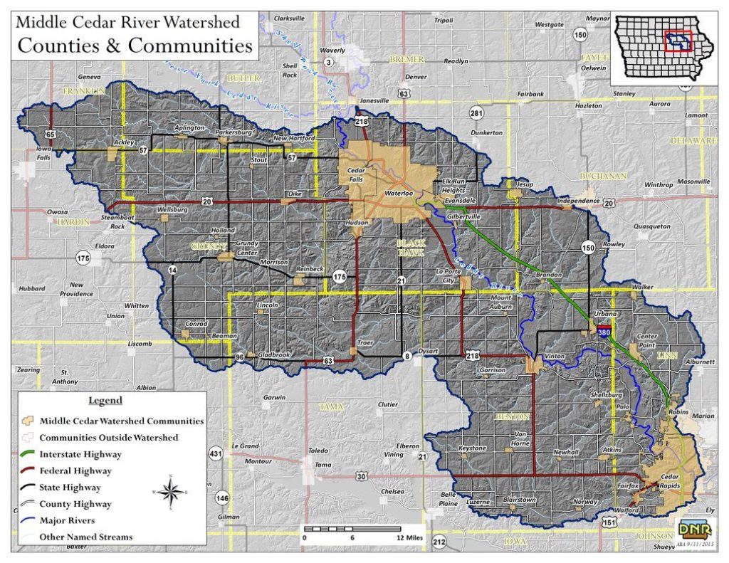 Middle Cedar River Watershed map