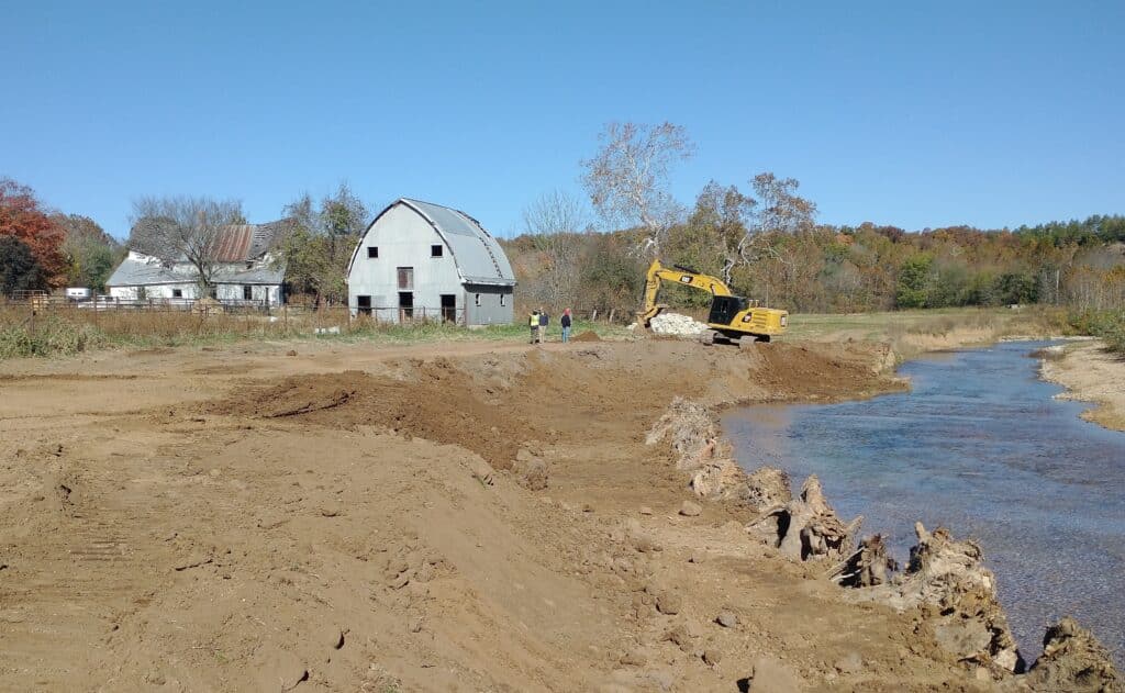 Sophisticated engineering and nature-based approaches at Jim Cottrell’s farm will stop erosion, restore fish and wildlife habitat and protect the property. Photo: Rob Pulliam/TNC