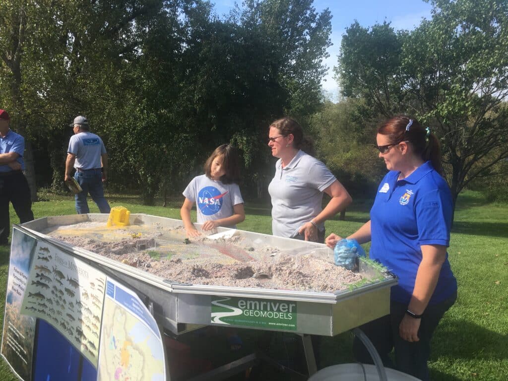Heidi Kueler, USFWS and Fishers & Farmers Partnership coordinator, at Clean River Partners' Cover Crops, Tillage & Trout Field Day in Rice Creek Watershed.
